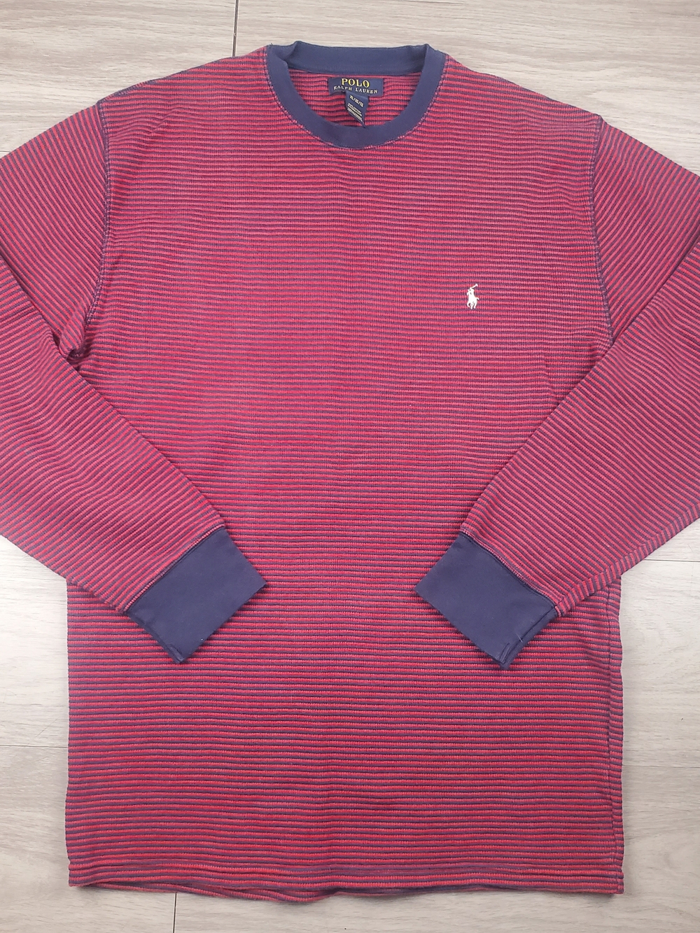 Polo Ralph Lauren Men's XL Red Navy Striped Long Sleeve Shirt